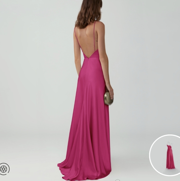 Fame and Partners Strappy Draped Gown in Hot Pink size 4 NWT - Picture 7 of 9